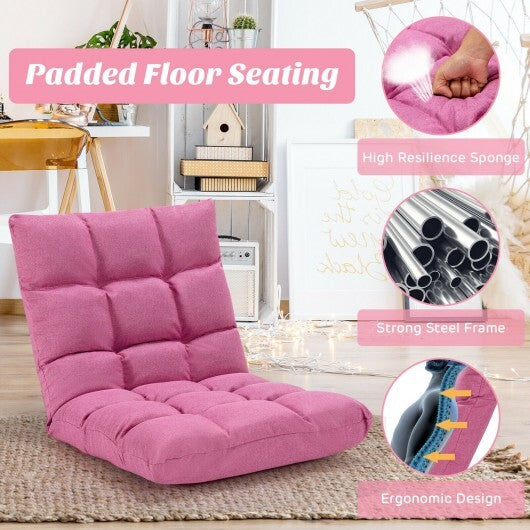 14-Position Adjustable Folding Lazy Gaming Sofa-Pink - Color: Pink LuxuryLifeWay Online Store