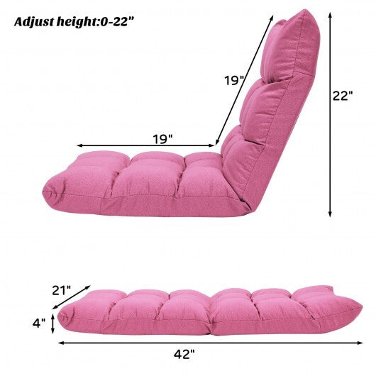 14-Position Adjustable Folding Lazy Gaming Sofa-Pink - Color: Pink LuxuryLifeWay Online Store