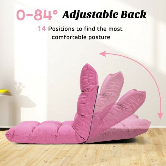 14-Position Adjustable Folding Lazy Gaming Sofa-Pink - Color: Pink LuxuryLifeWay Online Store