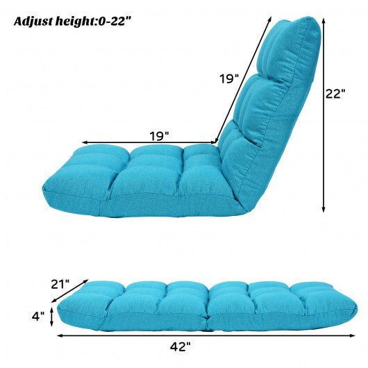 14-Position Adjustable Folding Lazy Gaming Sofa-Light Blue - Color: Light Blue LuxuryLifeWay Online Store