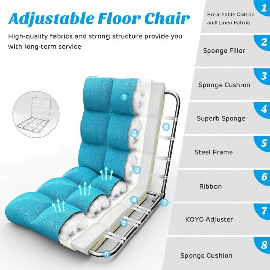 14-Position Adjustable Folding Lazy Gaming Sofa-Light Blue - Color: Light Blue LuxuryLifeWay Online Store