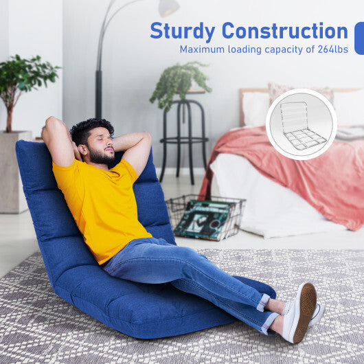 14-Position Adjustable Folding Lazy Gaming Sofa-Blue LuxuryLifeWay Online Store