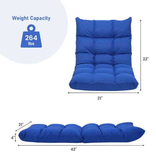 14-Position Adjustable Folding Lazy Gaming Sofa-Blue LuxuryLifeWay Online Store