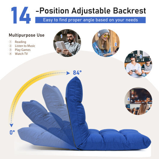 14-Position Adjustable Folding Lazy Gaming Sofa-Blue LuxuryLifeWay Online Store