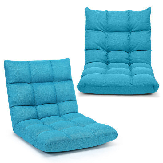 14-Position Adjustable Folding Lazy Gaming Sofa-Blue LuxuryLifeWay Online Store