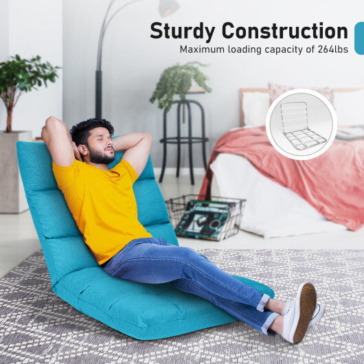 14-Position Adjustable Folding Lazy Gaming Sofa-Blue LuxuryLifeWay Online Store