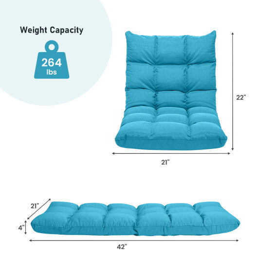 14-Position Adjustable Folding Lazy Gaming Sofa-Blue LuxuryLifeWay Online Store