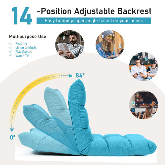 14-Position Adjustable Folding Lazy Gaming Sofa-Blue LuxuryLifeWay Online Store