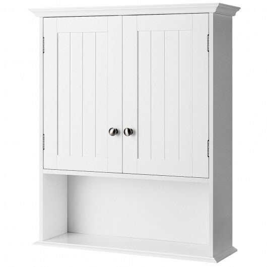 Wall Mount Bathroom Cabinet Storage Organizer with Doors and Shelves-Gray LuxuryLifeWay Online Store