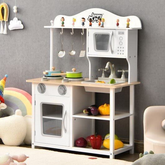 Wooden Pretend Play Kitchen Set for Kids with Accessories and Sink - Color: White LuxuryLifeWay Online Store