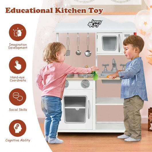 Wooden Pretend Play Kitchen Set for Kids with Accessories and Sink - Color: White LuxuryLifeWay Online Store