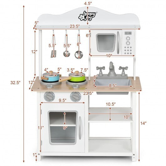 Wooden Pretend Play Kitchen Set for Kids with Accessories and Sink - Color: White LuxuryLifeWay Online Store