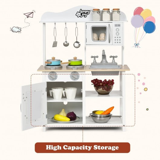 Wooden Pretend Play Kitchen Set for Kids with Accessories and Sink - Color: White LuxuryLifeWay Online Store