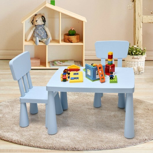 3 Pieces Toddler Multi Activity Play Dining Study Kids Table and Chair Set-Blue - Color: Blue LuxuryLifeWay Online Store