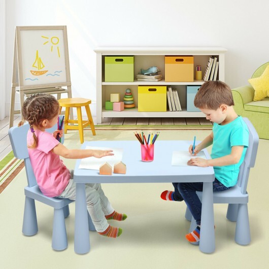 3 Pieces Toddler Multi Activity Play Dining Study Kids Table and Chair Set-Blue - Color: Blue LuxuryLifeWay Online Store