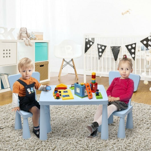 3 Pieces Toddler Multi Activity Play Dining Study Kids Table and Chair Set-Blue - Color: Blue LuxuryLifeWay Online Store