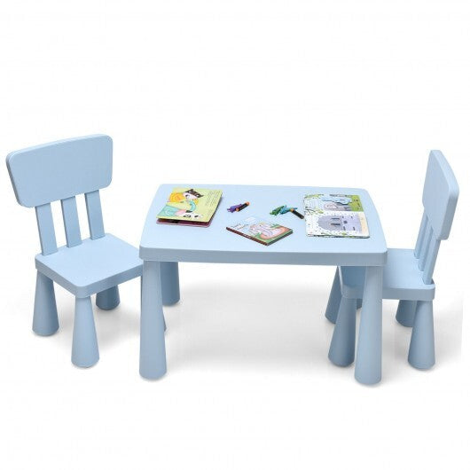 3 Pieces Toddler Multi Activity Play Dining Study Kids Table and Chair Set-Blue - Color: Blue LuxuryLifeWay Online Store