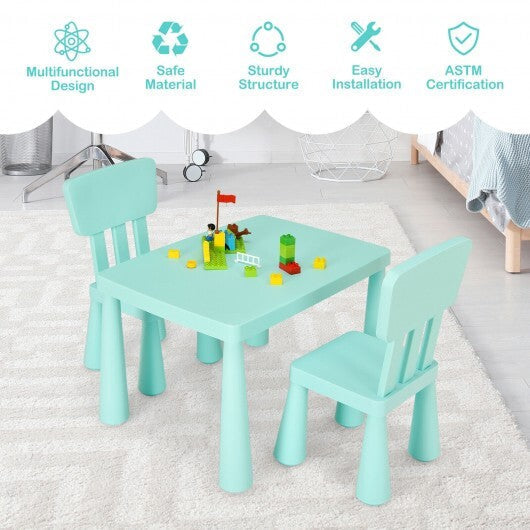 3 Pieces Toddler Multi Activity Play Dining Study Kids Table and Chair Set-Green - Color: Green LuxuryLifeWay Online Store