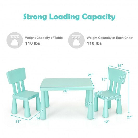 3 Pieces Toddler Multi Activity Play Dining Study Kids Table and Chair Set-Green - Color: Green LuxuryLifeWay Online Store