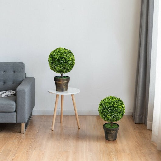 2 Pieces 24 Inch Artificial Boxwood Topiary Ball Tree for House and Office - Color: Green - Size: 24 inches LuxuryLifeWay Online Store