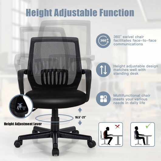 Mid-Back Mesh Height Adjustable Executive Chair with Lumbar Support - Color: Black LuxuryLifeWay Online Store