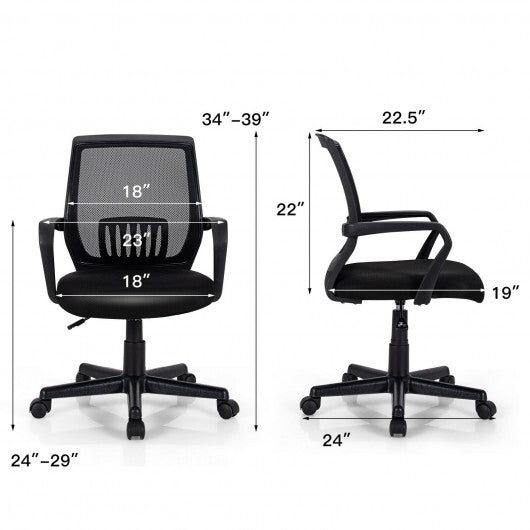 Mid-Back Mesh Height Adjustable Executive Chair with Lumbar Support - Color: Black LuxuryLifeWay Online Store