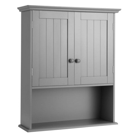 2-Door Wall Mount Bathroom Storage Cabinet with Open Shelf-White LuxuryLifeWay Online Store
