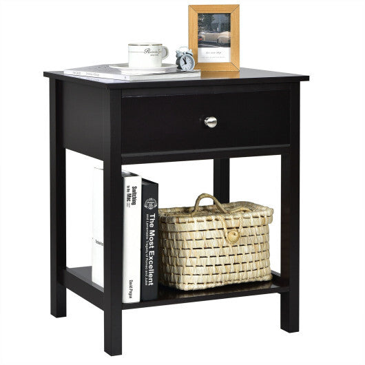 Wooden Storage Shelf with Drawer for Bedroom and Living Room-Black - Color: Black LuxuryLifeWay Online Store