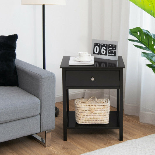 Wooden Storage Shelf with Drawer for Bedroom and Living Room-Black - Color: Black LuxuryLifeWay Online Store