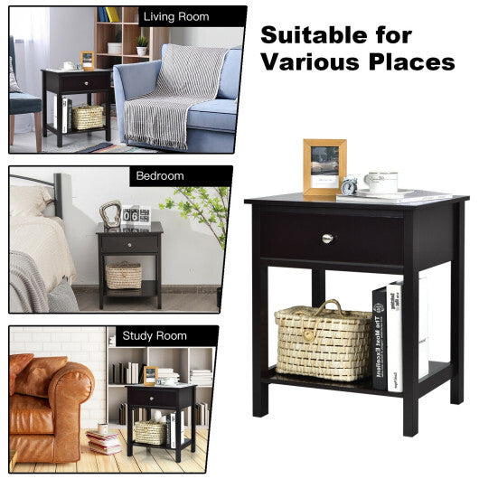Wooden Storage Shelf with Drawer for Bedroom and Living Room-Black - Color: Black LuxuryLifeWay Online Store