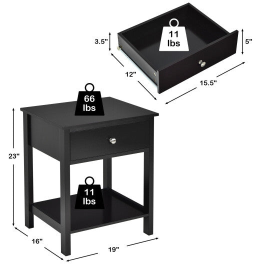 Wooden Storage Shelf with Drawer for Bedroom and Living Room-Black - Color: Black LuxuryLifeWay Online Store