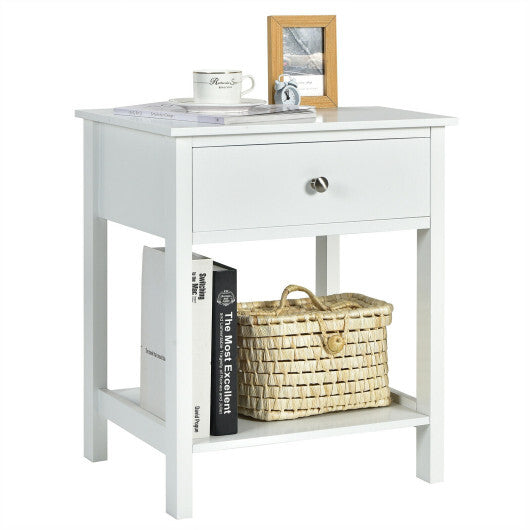 Wooden Storage Shelf with Drawer for Bedroom and Living Room-White - Color: White LuxuryLifeWay Online Store