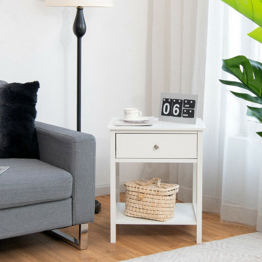 Wooden Storage Shelf with Drawer for Bedroom and Living Room-White - Color: White LuxuryLifeWay Online Store