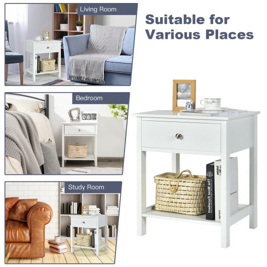 Wooden Storage Shelf with Drawer for Bedroom and Living Room-White - Color: White LuxuryLifeWay Online Store