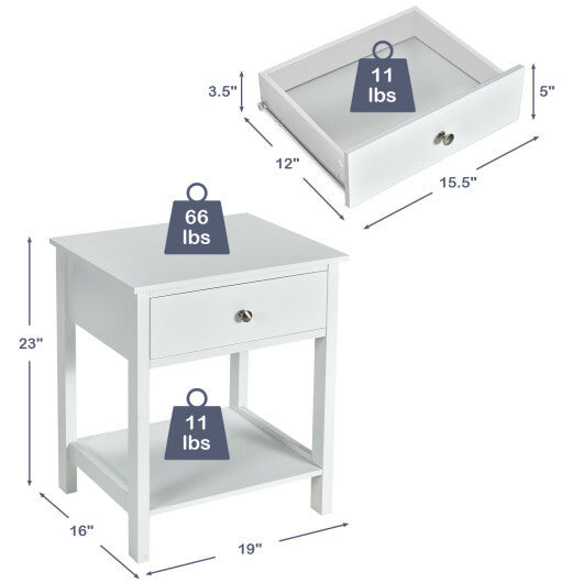 Wooden Storage Shelf with Drawer for Bedroom and Living Room-White - Color: White LuxuryLifeWay Online Store