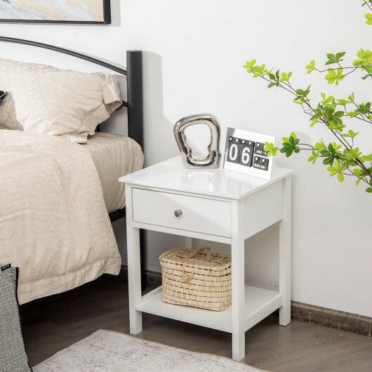 Wooden Storage Shelf with Drawer for Bedroom and Living Room-White - Color: White LuxuryLifeWay Online Store