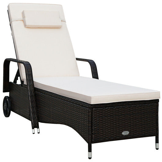 Outdoor Recliner Cushioned Chaise Lounge with Adjustable Backrest LuxuryLifeWay Online Store