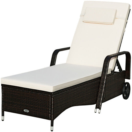 Outdoor Recliner Cushioned Chaise Lounge with Adjustable Backrest LuxuryLifeWay Online Store