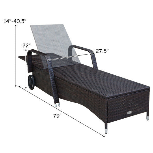 Outdoor Recliner Cushioned Chaise Lounge with Adjustable Backrest LuxuryLifeWay Online Store