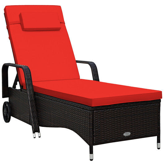 Outdoor Recliner Cushioned Chaise Lounge with Adjustable Backrest LuxuryLifeWay Online Store