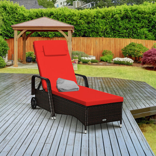Outdoor Recliner Cushioned Chaise Lounge with Adjustable Backrest LuxuryLifeWay Online Store
