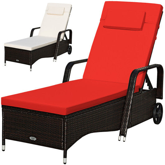 Outdoor Recliner Cushioned Chaise Lounge with Adjustable Backrest LuxuryLifeWay Online Store