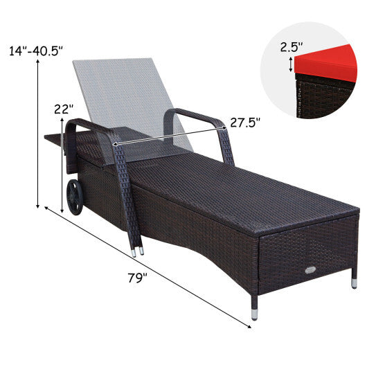 Outdoor Recliner Cushioned Chaise Lounge with Adjustable Backrest LuxuryLifeWay Online Store