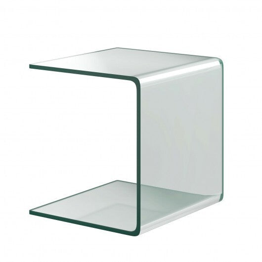 18 x 18 x 16 Inch Tempered Waterfall End Table with non-Slip Pad LuxuryLifeWay Online Store