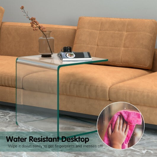 18 x 18 x 16 Inch Tempered Waterfall End Table with non-Slip Pad LuxuryLifeWay Online Store