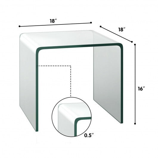 18 x 18 x 16 Inch Tempered Waterfall End Table with non-Slip Pad LuxuryLifeWay Online Store