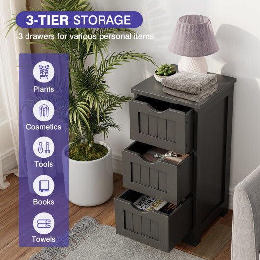 Bathroom Floor Freestanding Storage Organizer with 3 Drawers-Gray LuxuryLifeWay Online Store