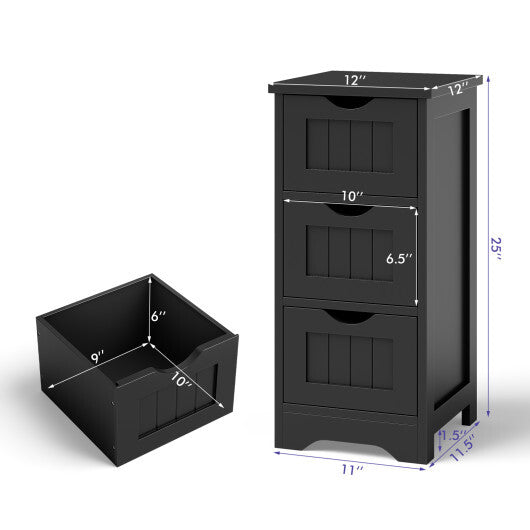 Bathroom Floor Freestanding Storage Organizer with 3 Drawers-Gray LuxuryLifeWay Online Store