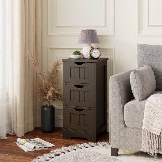 Bathroom Floor Freestanding Storage Organizer with 3 Drawers-Gray LuxuryLifeWay Online Store