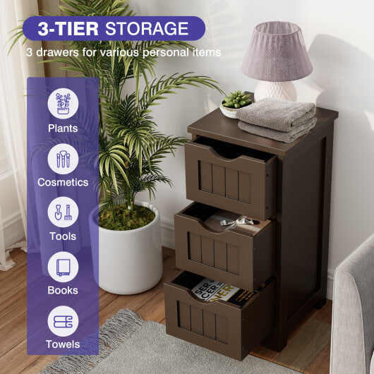 Bathroom Floor Freestanding Storage Organizer with 3 Drawers-Gray LuxuryLifeWay Online Store